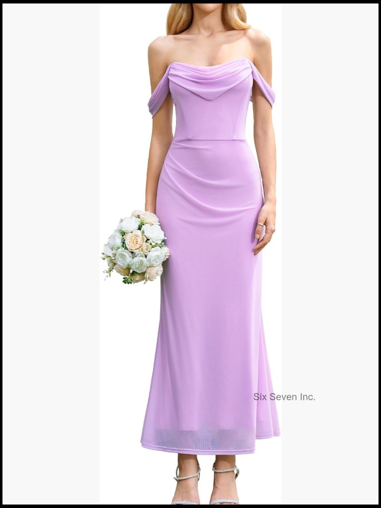 Off Shoulder Corset Formal Maxi Dress Ruched Bodycon Long Cocktail Dress